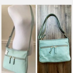 Fossil Tinsley Leather Crossbody Misty Ocean Jade
